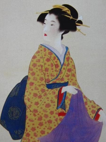 鏑木清方、筑波颪、版上サイン入り、希少な額装用画集より、新品高級額装付